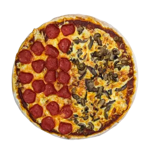 Pizza Grande - Peperoni Mitad y Champiñon Mitad (2 Ing.)