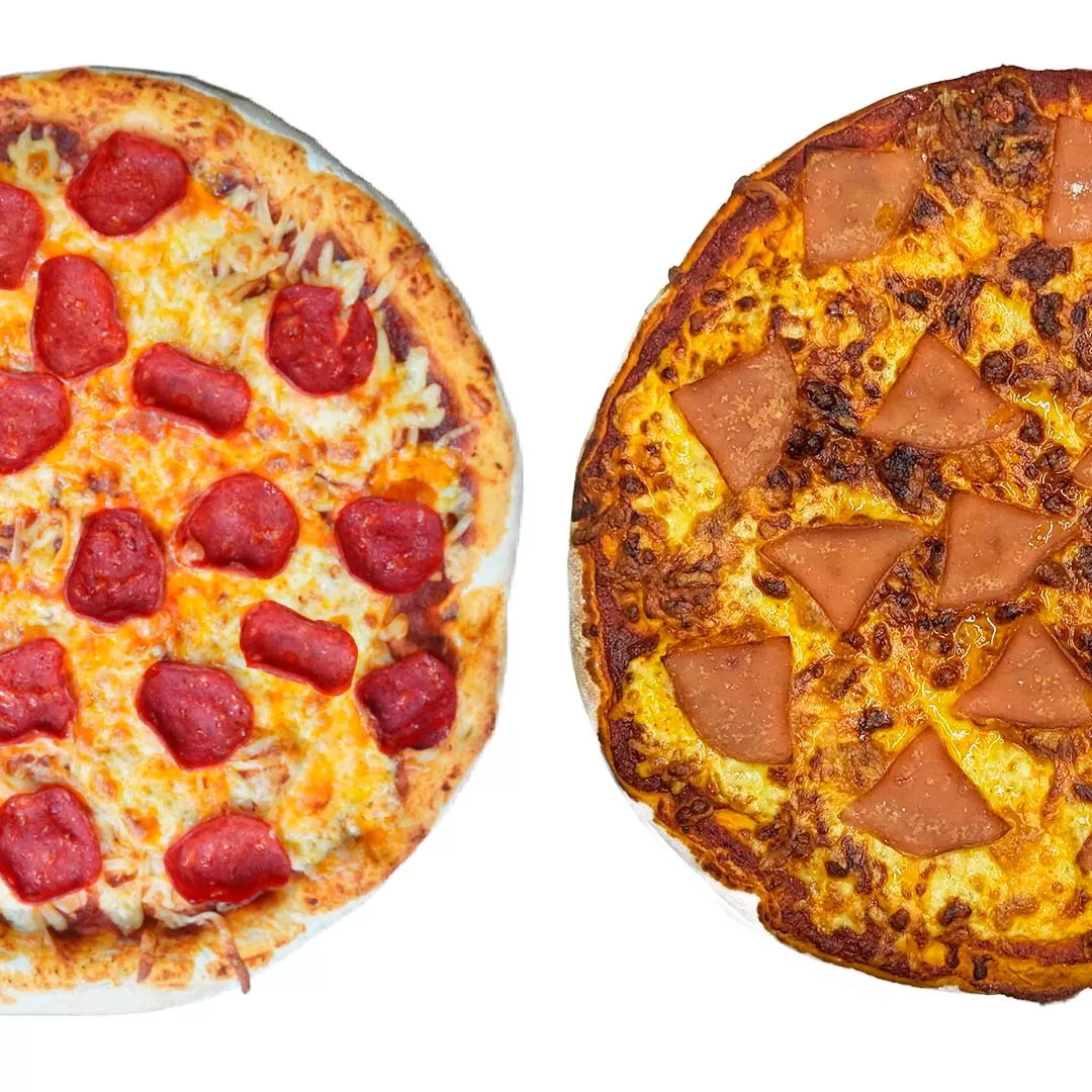 2 Pizzas Grandes - 1 Pepperoni + 1 Jamón - Paquete