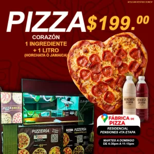 Pizza de CORAZON (1 Ing) + 1 Litro