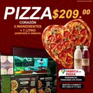 Pizza de CORAZON (2 Ing) + 1 Litro